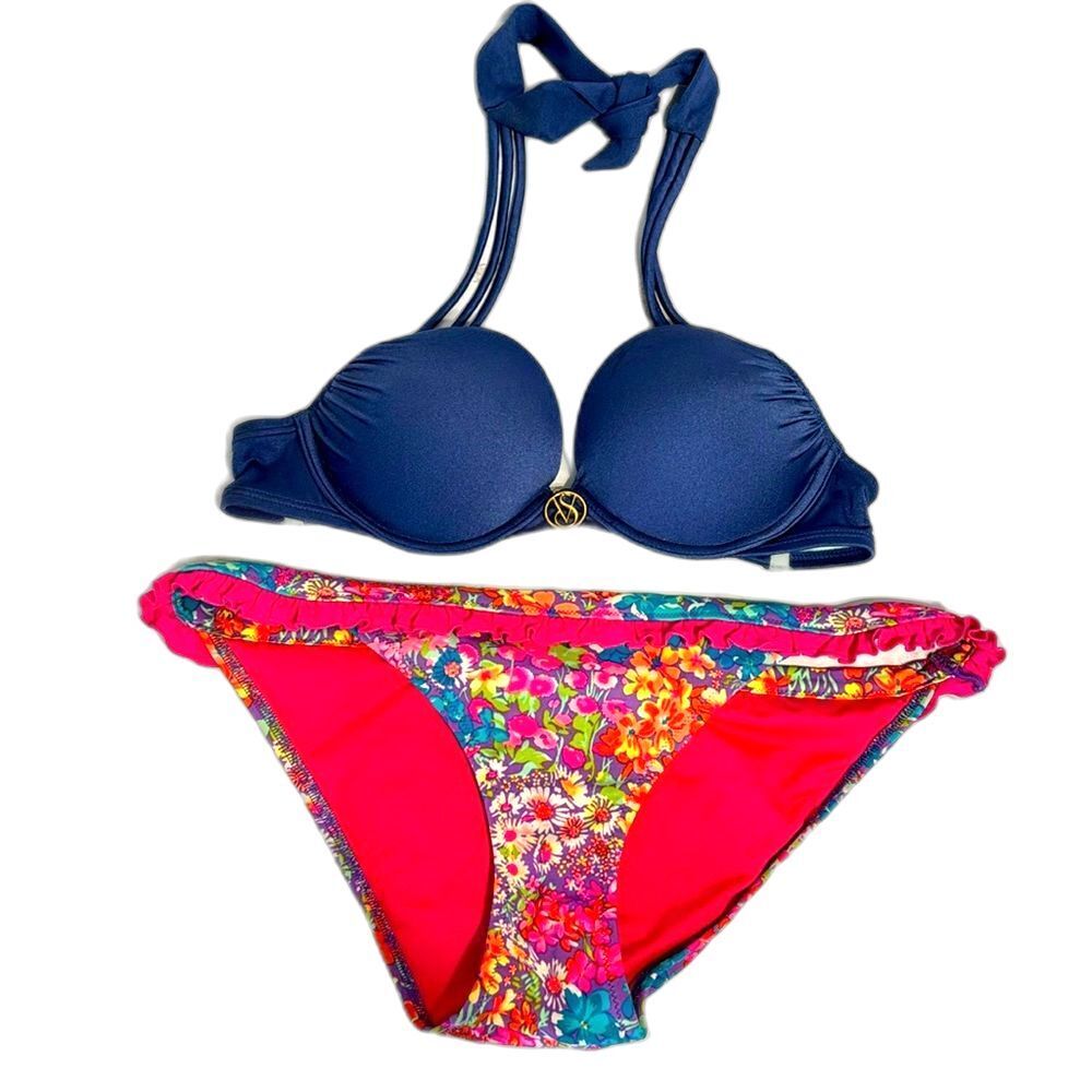 Victoria’s Secret bombshell push-up swim bikini top with‎ bottom size 34A